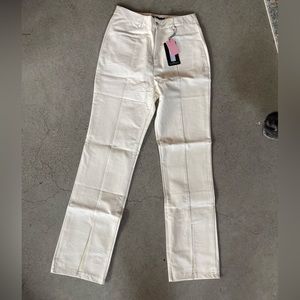 Cream, alligator, leather pants